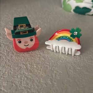Cute Leprechaun and Rainbow Hair Clips